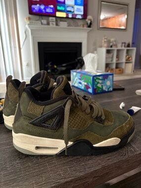 Jordan Kids Olive Green High-Top Sneakers with Black Accents